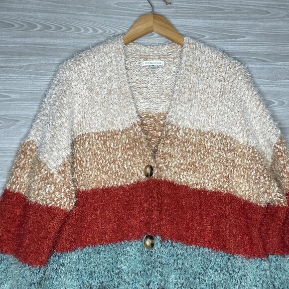 John Paul Richard EYELASH Striped Button Front Boxy Oversize Cardigan Women XXL - Picture 3 of 14